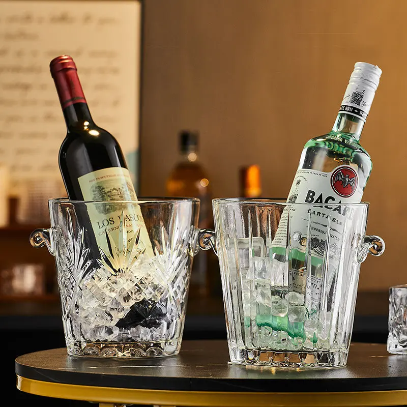 Creative crystal glass insulated red wine beer ice bucket home KTV bar large European ice cube bucket champagne barrel