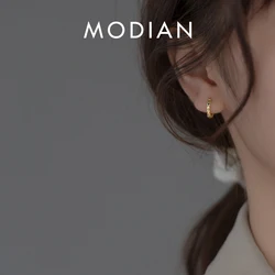 MODIAN Authentic 925 Sterling Silver Small Rainbow Color Zirconia Hoop Earrings For Women Fine Jewelry Ear Buckles
