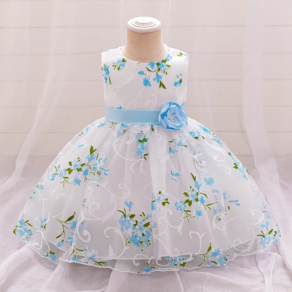 Kids Summer Dress For Girls Wedding Costume Floral Printing Birthday Princess Party Dresses 2-10 Years Children Girl Clothes