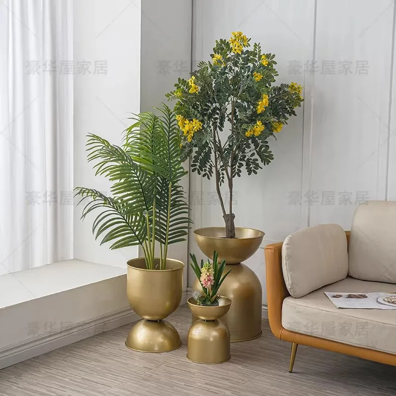 Nordic Style Home Decoration Floor-Mounted Flower Pot Minimalist Art Design Iron Art Vase Home Furnishings Indoor Ornaments