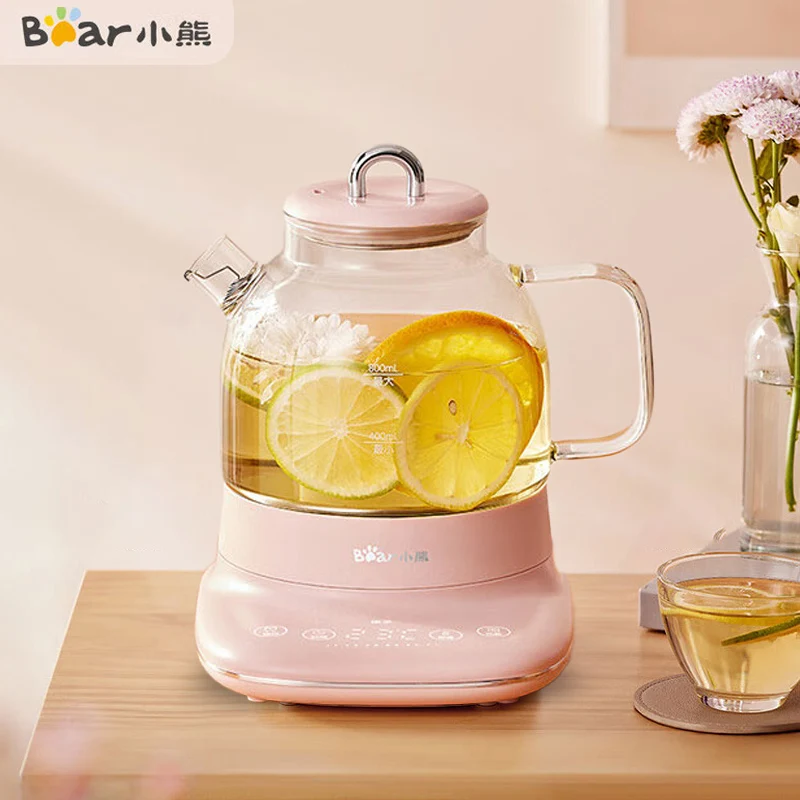 

Bear Electric Kettle 800ml Glass Health Preserving Pot Multifunction Fruit Tea Porridge Soup Tea Kettle Temperature Adjustable