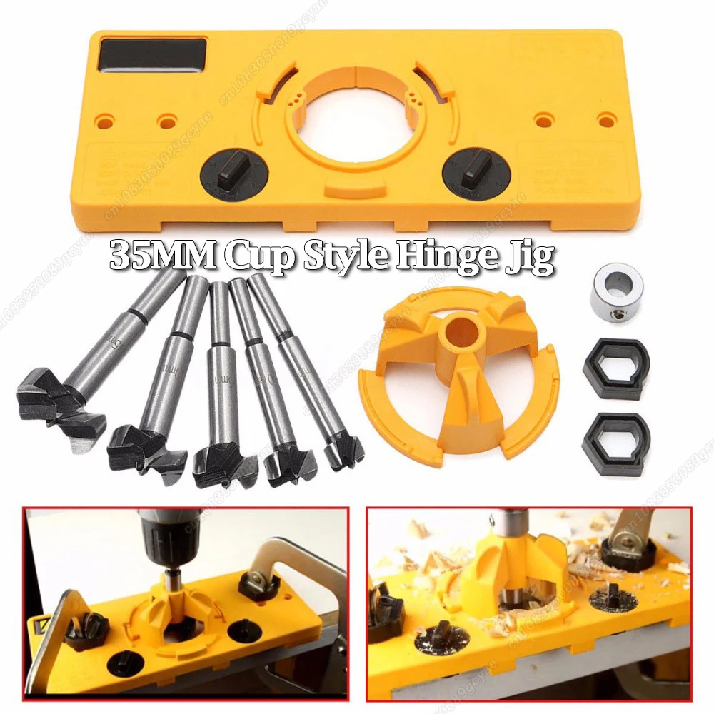 

Concealed 35MM Cup Style Hinge Jig Boring Hole Drill Guide + Forstner Bit Wood Cutter Carpenter Woodworking DIY Tools