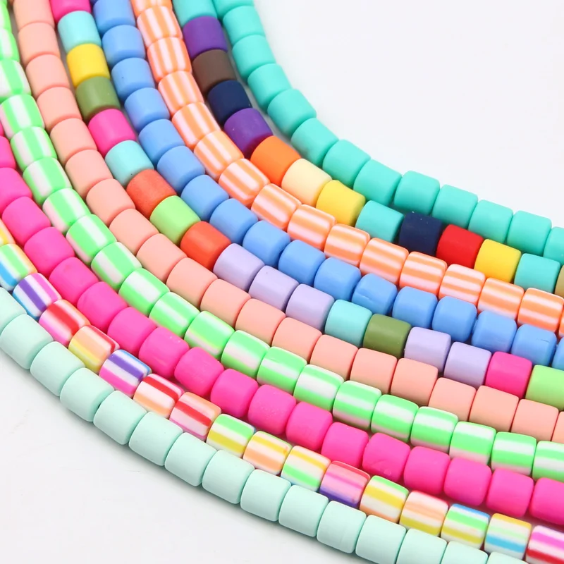 Clay Beads 6mm 1strip 62pcs Multicolor Long Cylinder Polymer Clay Spacer Beads For Jewelry Making DIY Gifts Accessories