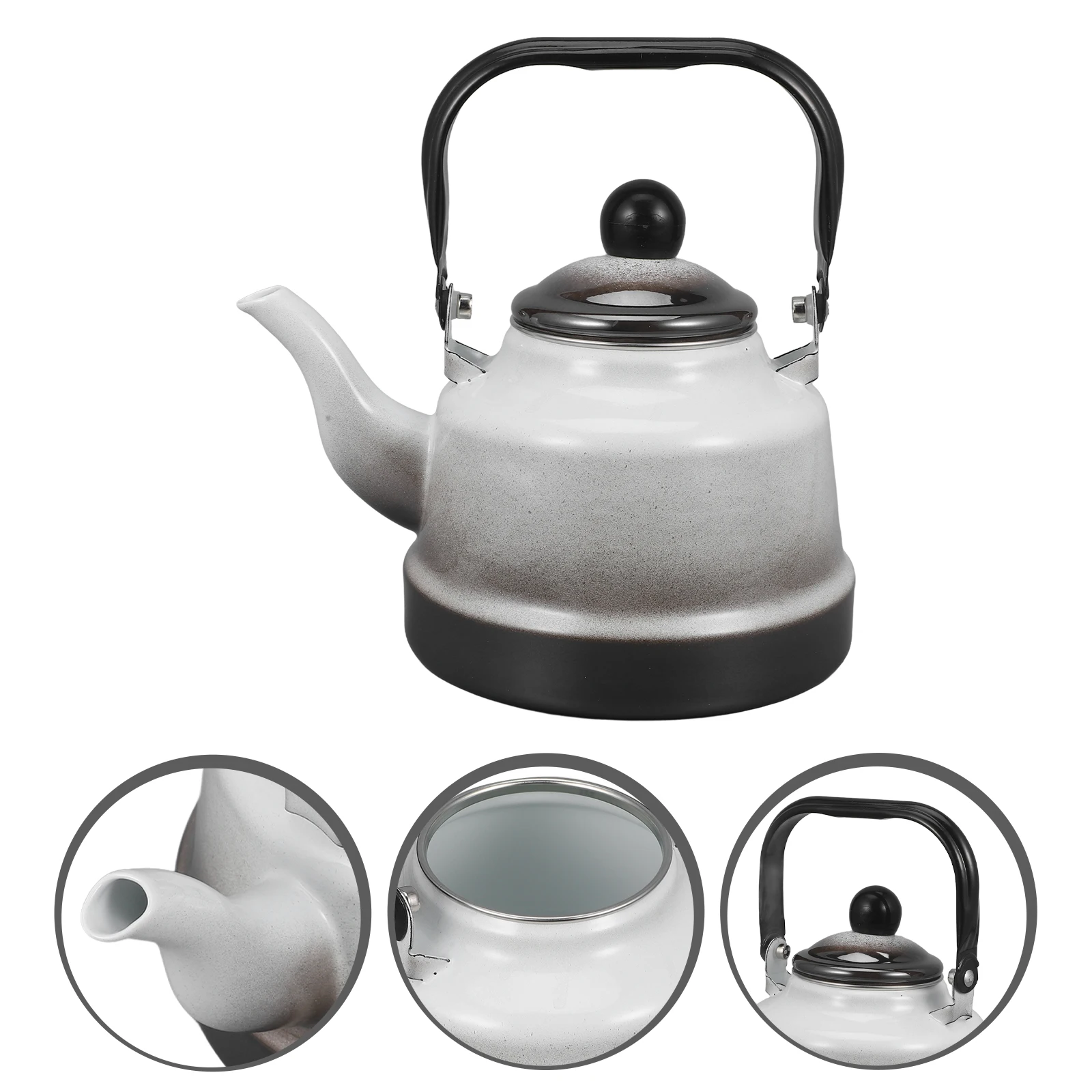 

Vintage Enamel Tea 1.7L Ergonomic Handle Heat Resistant Stovetop Kettle For Family Retro Chinese Water Pot Kitchen Tea Serving