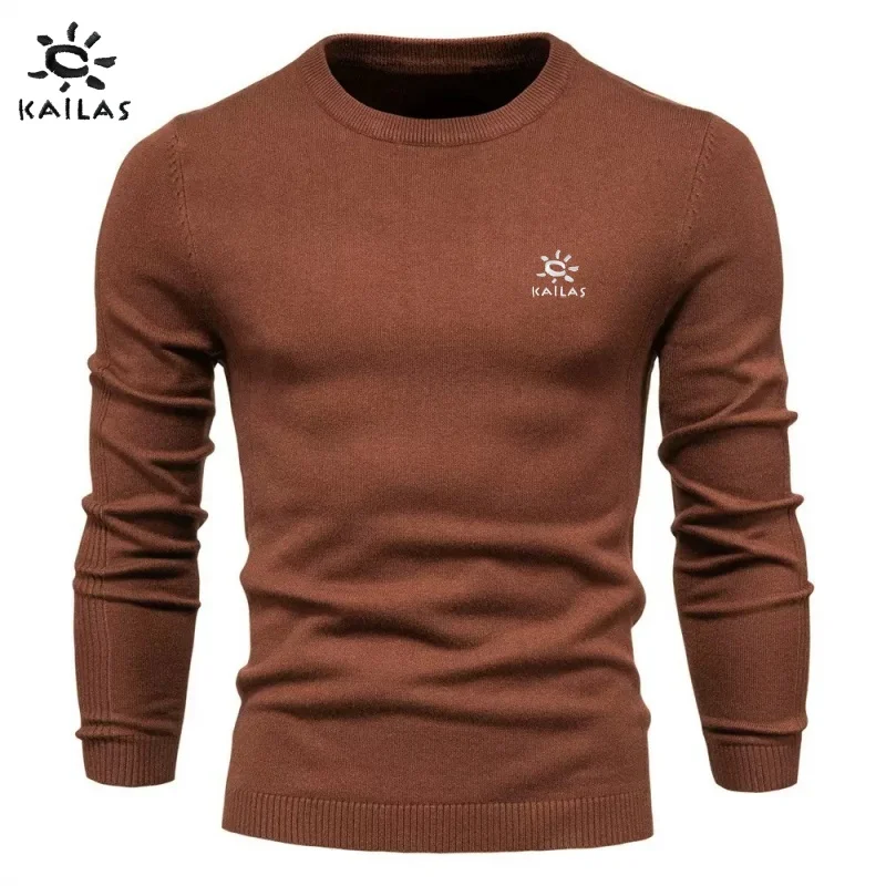 

Autumn and winter men's high-quality knitted long sleeved warm sweater, new fashionable and casual versatile T-shirt top
