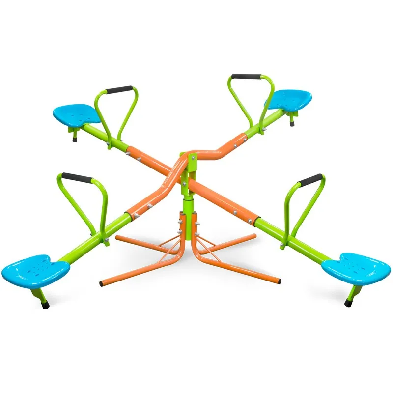 

outdoor playground four seats seesaw for kids 360 degree rotating sturdy plastic seat for kids seesaw outdoor Amusement Facility