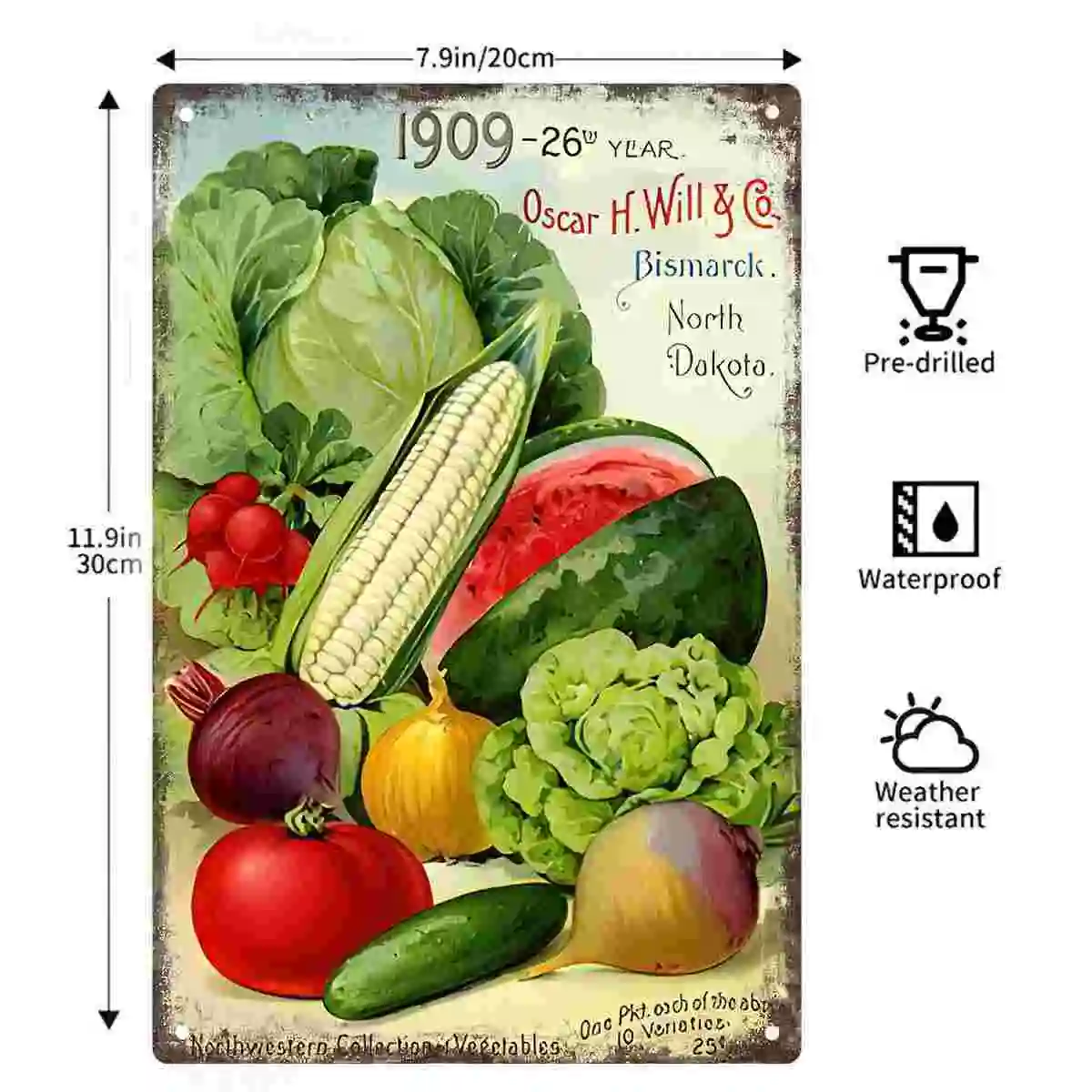 2D FLAT 1pc Vintage Oscar H. Will & Co. Vegetable Poster Wall Art Decoration for Kitchen Farmhouse Cafe Garden And Home