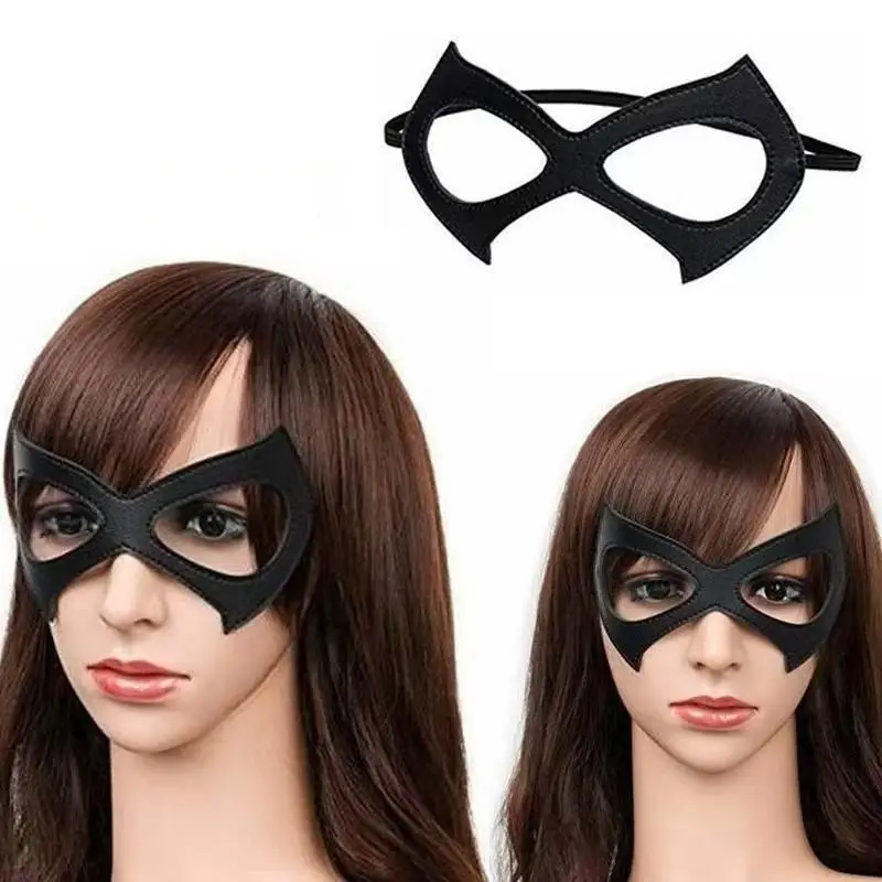 조절 가능한 가죽 고양이 가면 코스프레 마디 그라스 볼 할로윈 의상 성인 사이즈 눈 구멍 포함