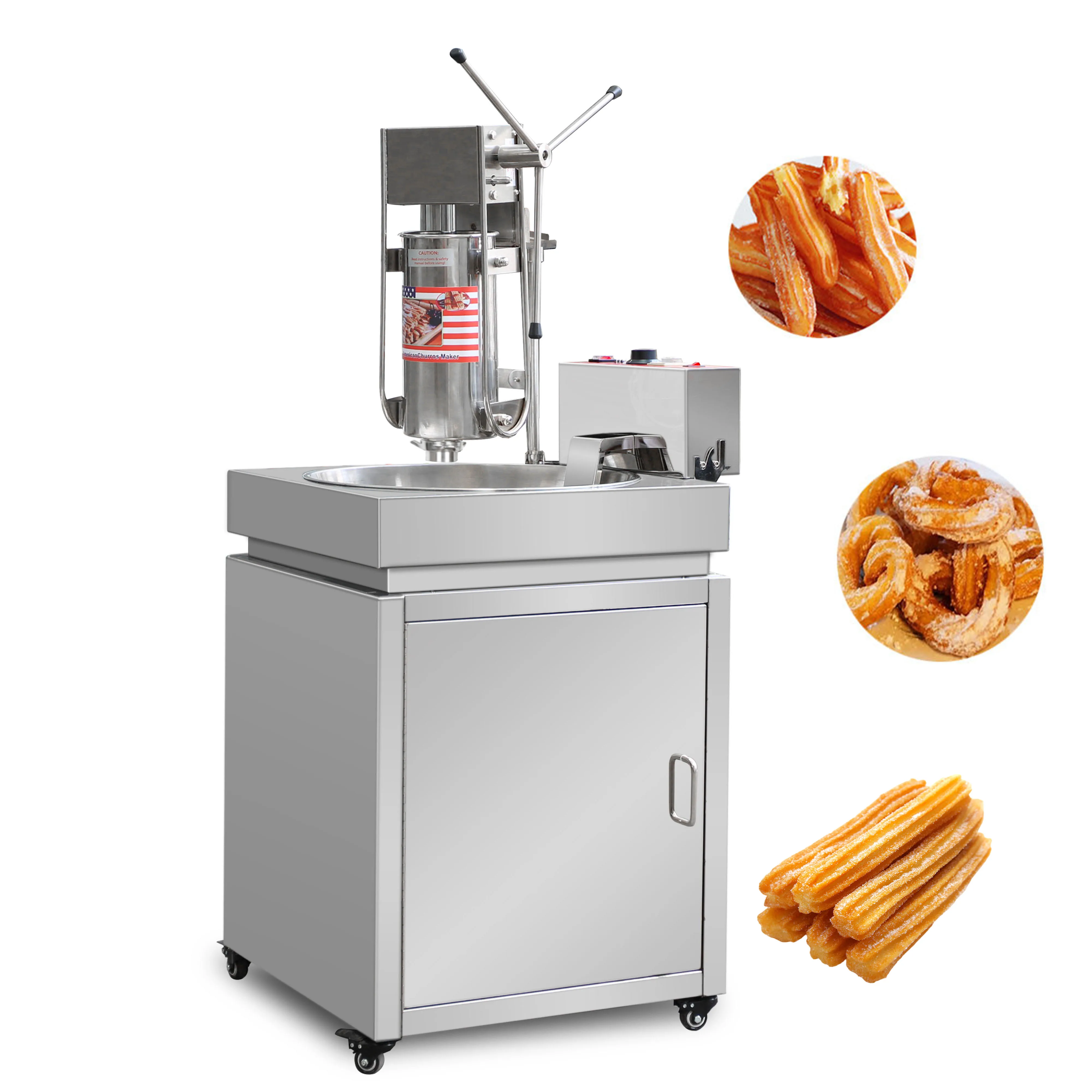 5L Vertical Spanish Churros Maker With Fryer Commercial Manual Churros Machine Maquina De Churros Snack Machine With 30L Fryer