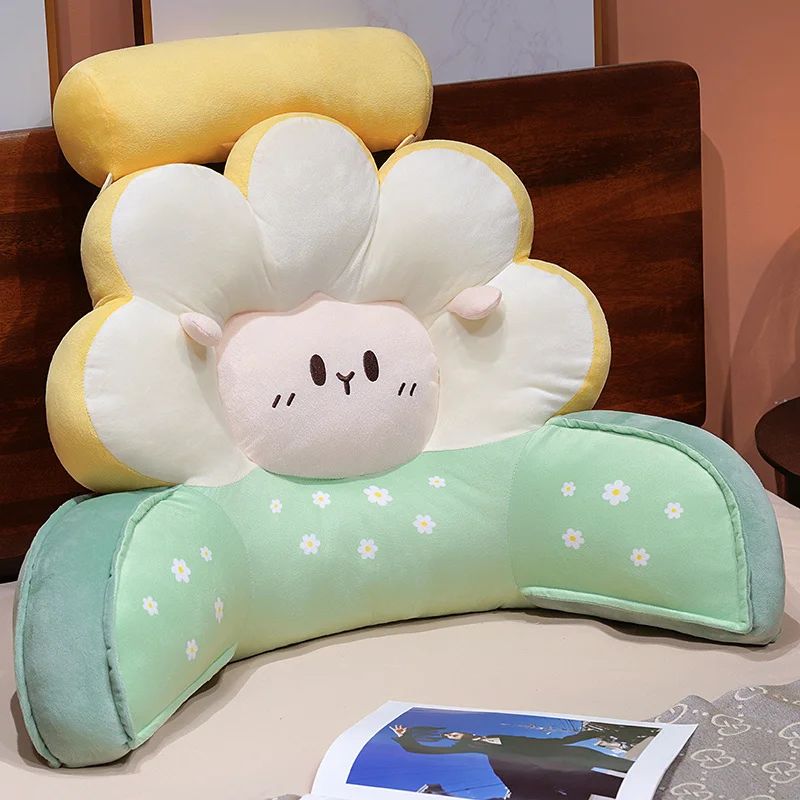 Lamb Reading Pillow Stuffed Animal Adorable Sheep Bed Sofa Cushion Chair Seat Lumbar Support Home Decors Gifts For Friends
