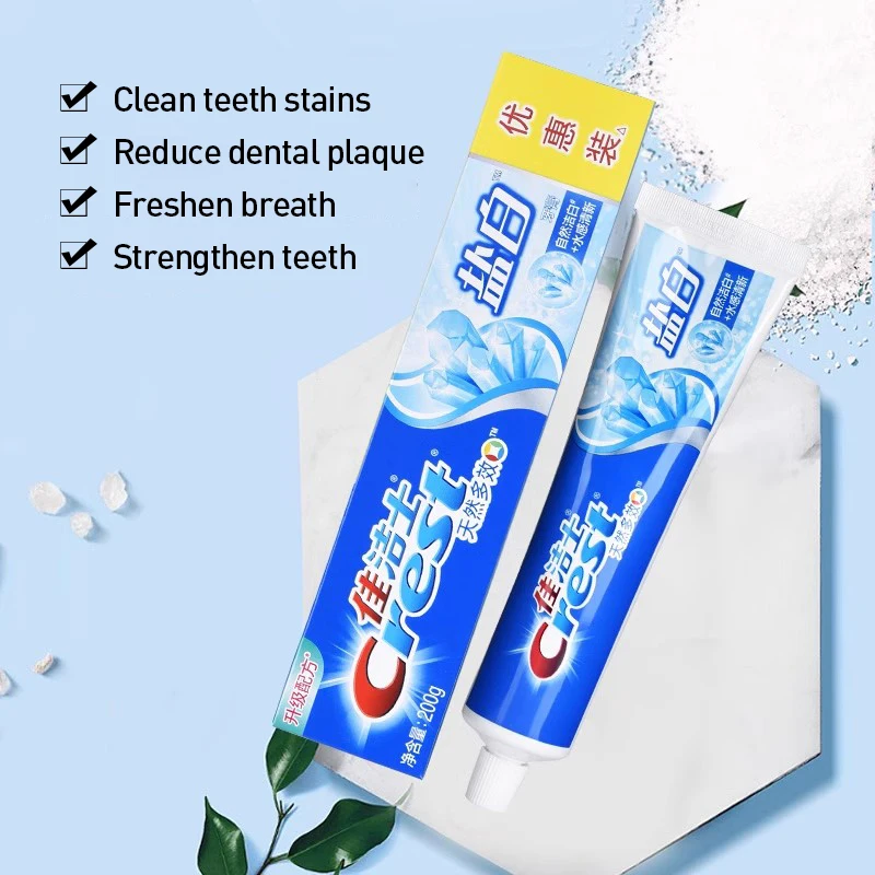 Отбеливающая зубная паста с солью Crest Удаляет пятна и снижает зубной налет Свежесть дыхания Отбеливание зубов 200 г