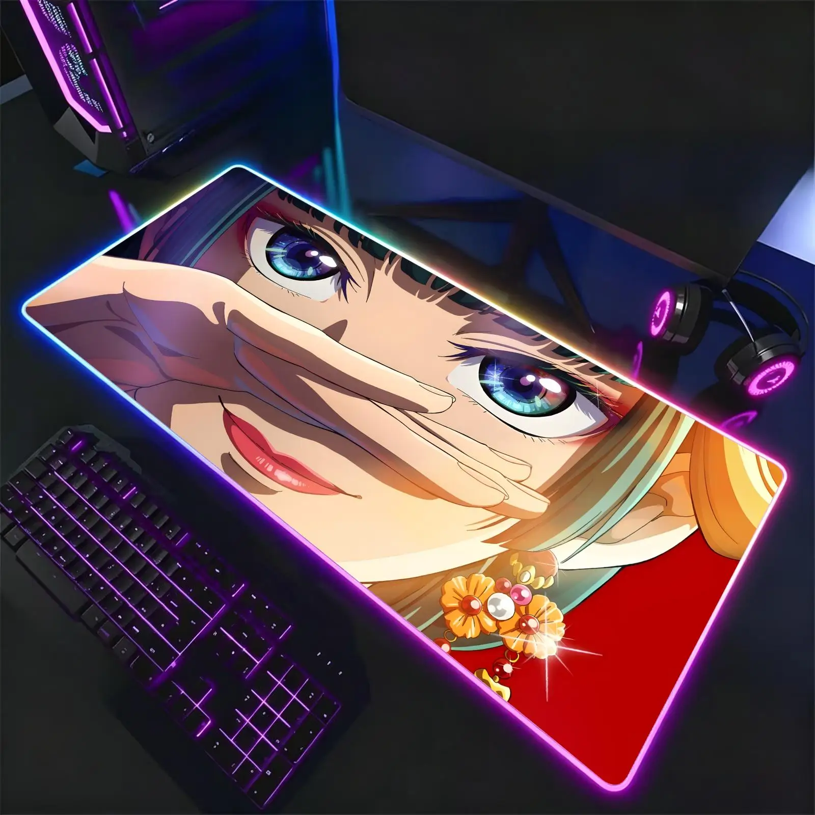 Mouse Pad RGB Color Changing Gaming Mouse Pad, Stitched Edges, XXL Large Keyboard Desk Mat The Apothecary Diaries