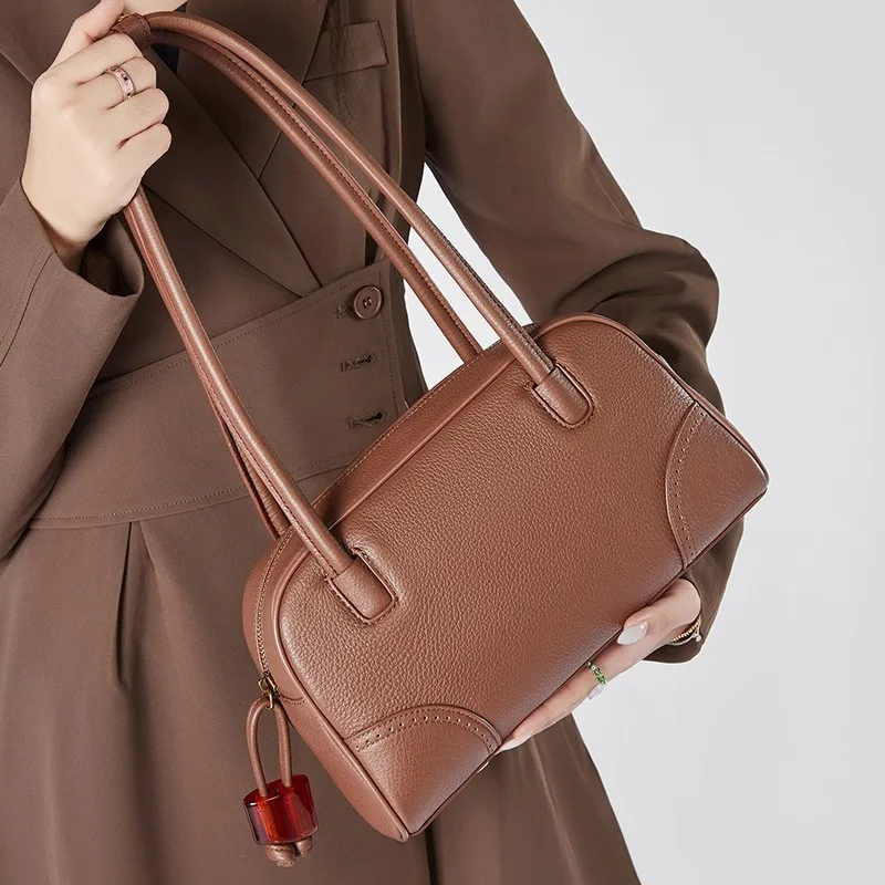 

Women's bag 2025 new genuine leather armpit single shoulder high-end designer handbag large capacity single commuting bowling
