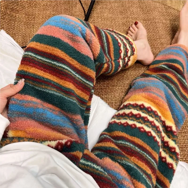 MsChuh Casual Fair Isle Homewear Casual Retro Commuting Daily Commuting Fashionable Print Comfortable Contrast All-match Simple