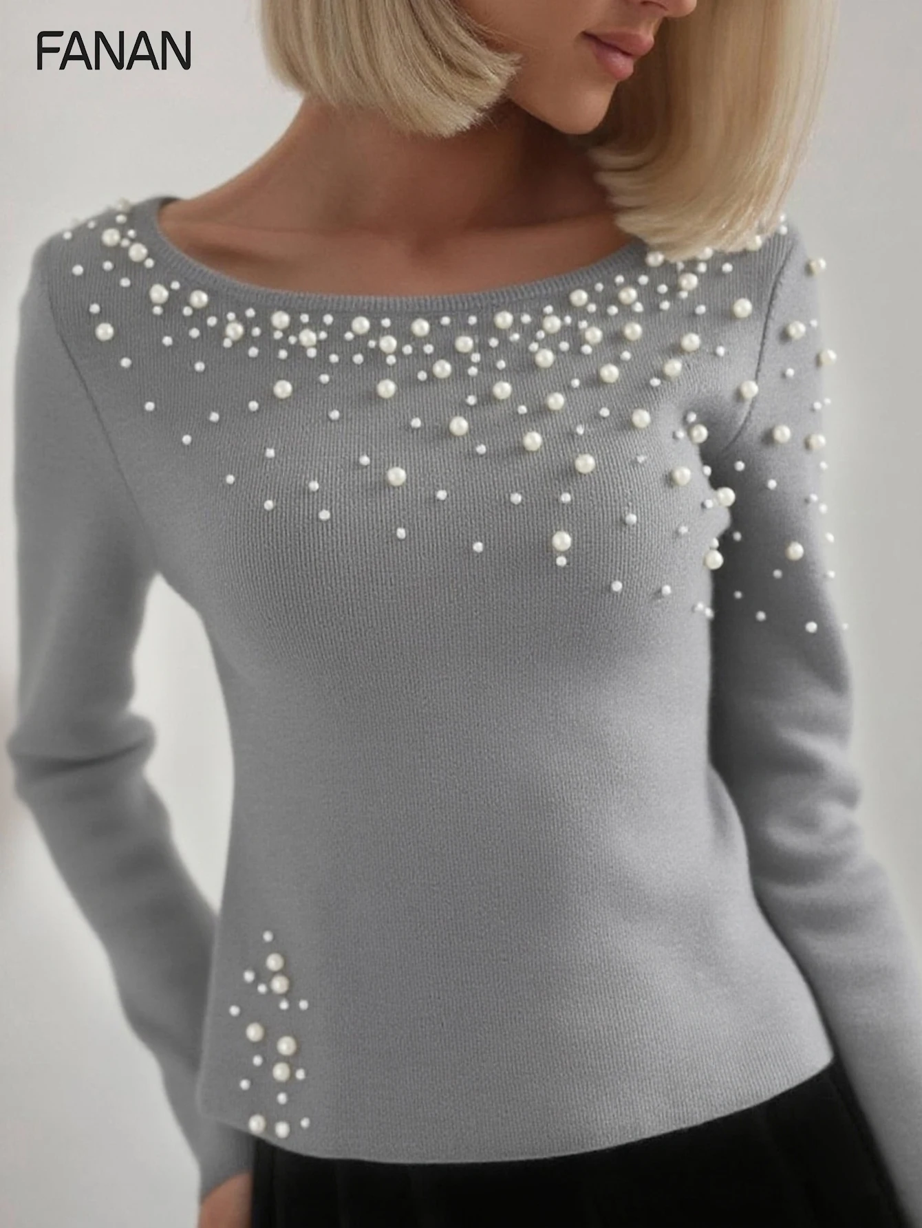 

Новые осенние, весенние и летние вязаные пуловеры для женщин в непринужденном стиле, серый облегающий пуловер с круглым вырезом, повседневные и элегантные осенне-зимние топы, базовая универсальная городская одежда, стильная и модная повседневная одежда дл