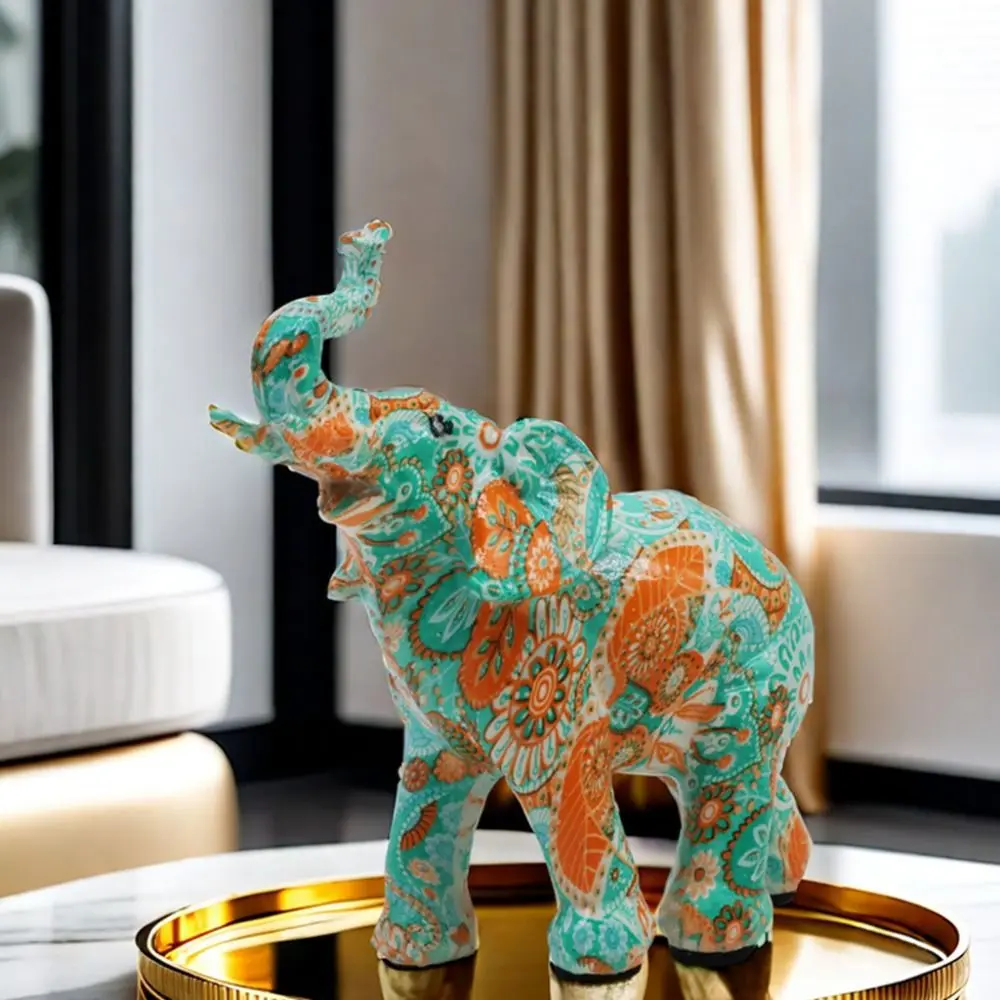 Kawaii Colorful Mini Elephant Model Cartoon Mini Elephant Retro Resin Ornament Romance Exquisite Graffiti Elephant Figurine