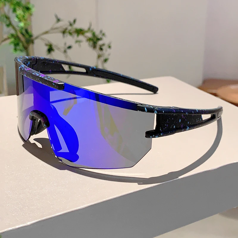 KAMMPT Oversized Goggle Men Wrapped Round Mirror Outdoor Cycling Anti-UV Sunglasses Trendy Windproof Protective Driving Shades