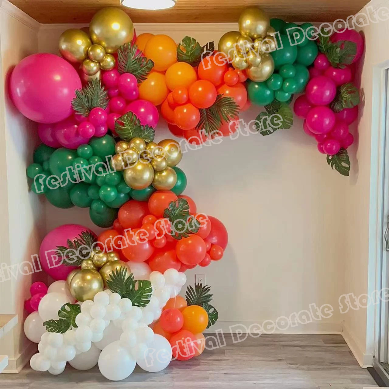 133pcs Tropical Balloon Garland Arch Rose Red Orange Balloon Summer Hawaiian Birthday Wedding Party Decor Luau Aloha Baby Shower