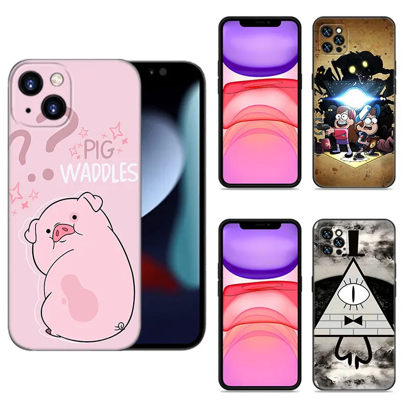 Gravity Falls Comic Anime Black Silicone Phone Case For Apple iPhone 12 13 Mini 11 14 15 Pro Max 7 8 Plus X XR XS SE 2020 2022