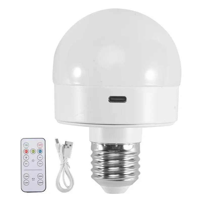 AA94-Rechargeable Battery Operated Light Bulbs, 300LM E26 Screw In Light Bulb For Lamps With Remote Control Dimmable&Timer