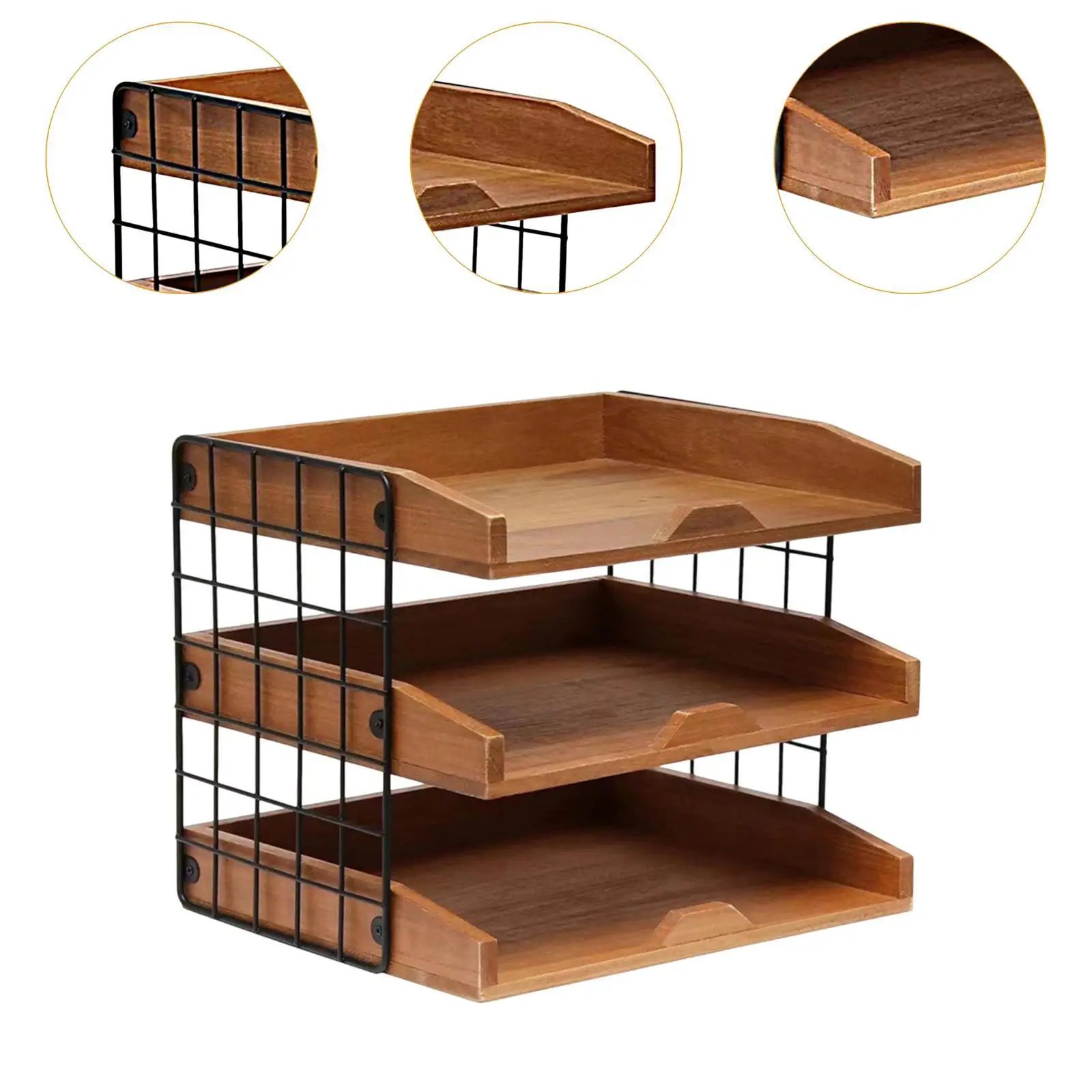 Деревянный держатель для лотка, прочная полка, сортировщик, канцелярские товары, 3-х уровневый органайзер для бумажного лотка для домашнего офиса, почта, всякая всячина, документ