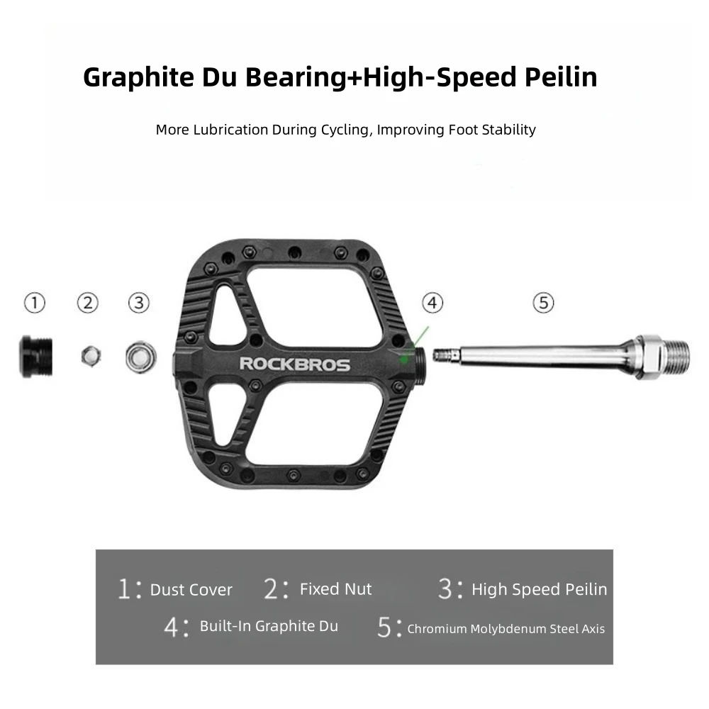 ROCKBROS Mountain Bicycle Bike Pedals Nylon Bearing Pedals 9/16\