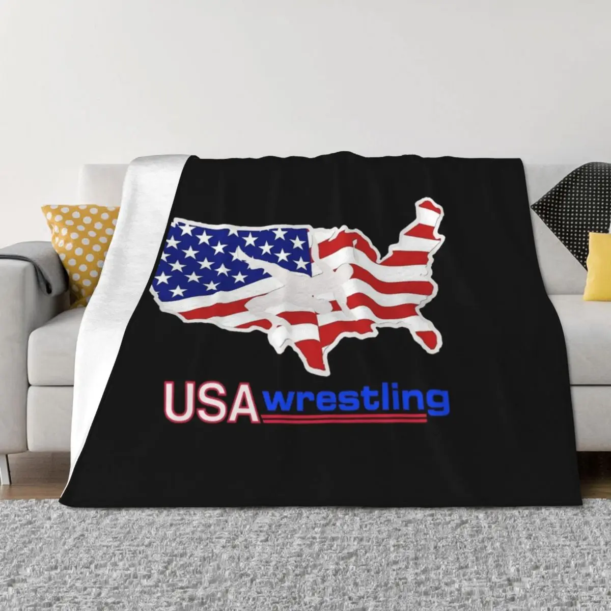 

Terrific USA Wrestling Design Throw Blanket Kid'S Soft Plaid For Sofa Thin Soft Plush Plaid Blankets
