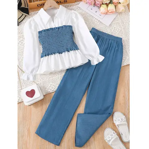 2025 Teen Girls' Clothes Long Sleeves Top + Pants 2pcs Set For Autumn Children Clothing Kids Girl Outfits For 8 9 10 11 12 Years