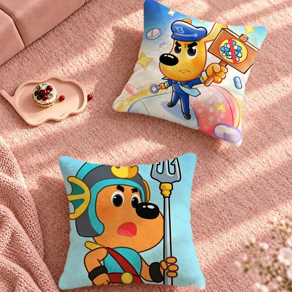 Cartoon Kids Sheriff Labrador Cushion Cover Cute Cartoon Throw Pillow Cover Soft Plush Cushion Cover Sofa Bedroom Home Decor