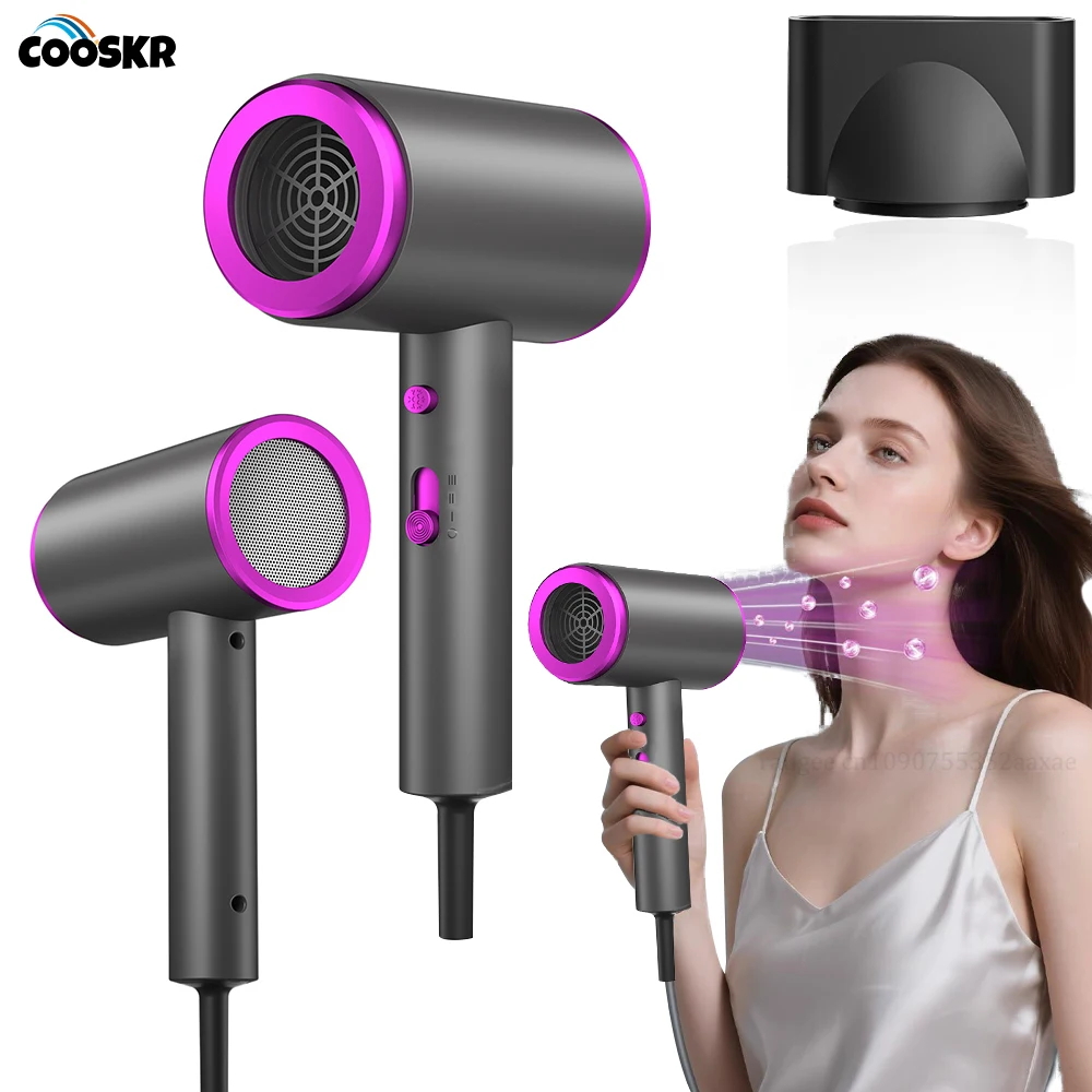

Hair Dryer 1600W Quick Dry Hot and Cold Air Functionality Thermostatic Styling Tool for Smooth Hair Negative Lons Home Travel