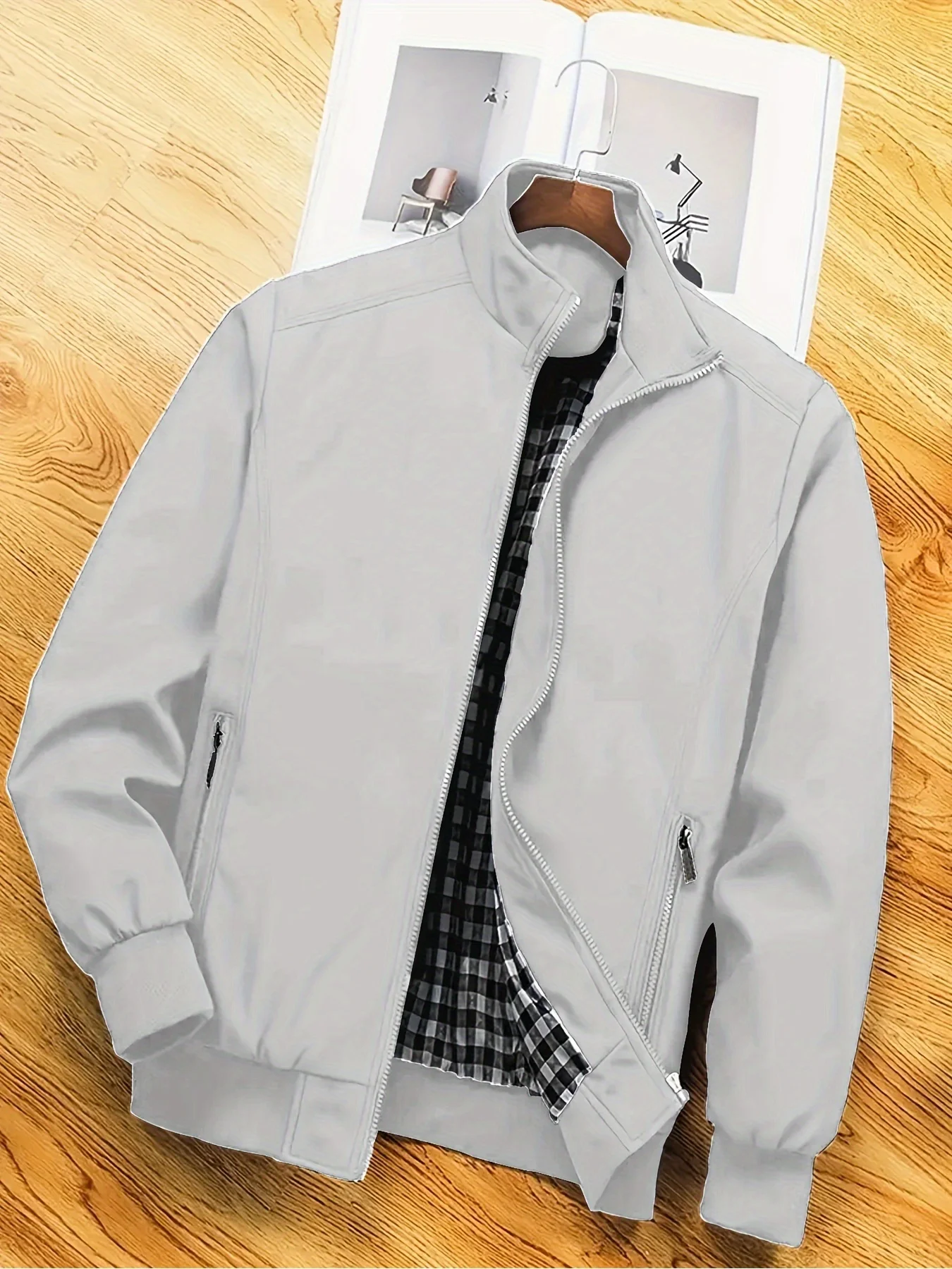 

Мужская куртка больших размеров, повседневное пальто больших размеров, тонкая весенне-осенняя куртка с воротником-стойкой, подходит для занятий спортом, прогулок, офиса, покупок, деловой повседневной мужской куртки больших размеров