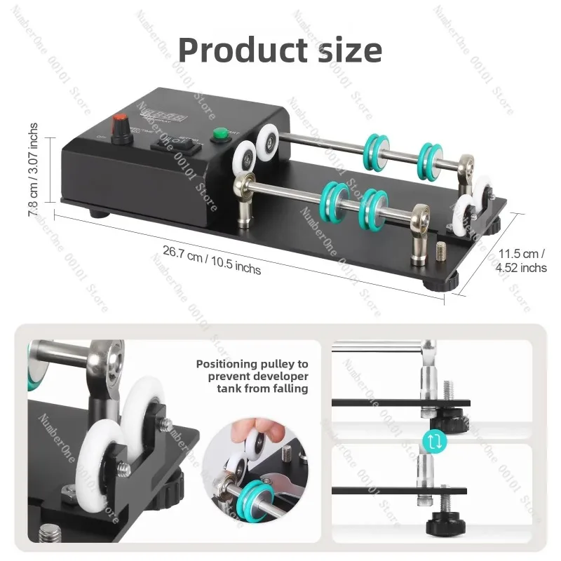 Electric Rolling Rinse Stand for Film Development Tank, Automatic Rotary Washer for JOBO 1530 & 2520 Tank