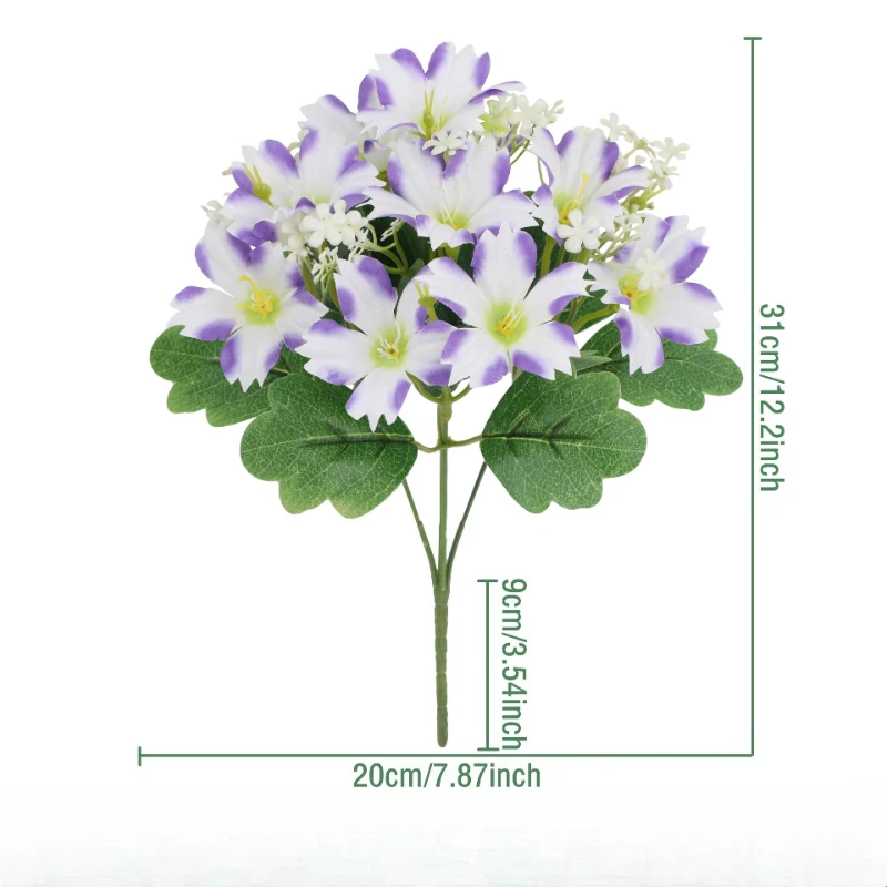 12 Stück Künstliche Blumen Seiden-Morgenblumen Heimdekoration Kunstblumen Hochzeits-Simulation 5-Köpfiger Rosa Petunien-Strauß – Detail 16