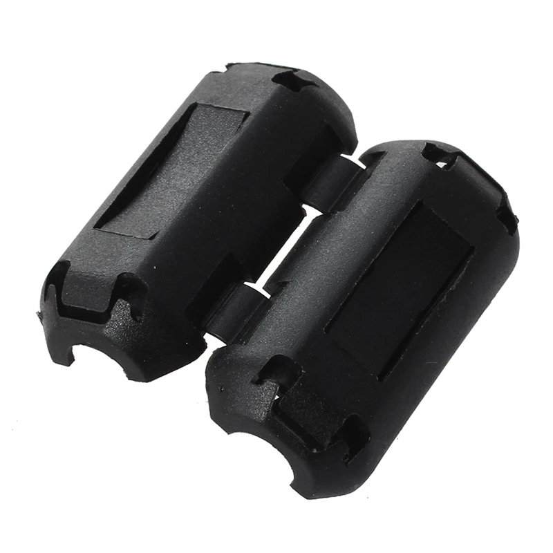 10 Pcs Movable 7Mm Inner Diameter Black Ferrite Core Ring Cable Clip With 10Pcs Clip On Clamp RFI EMI EMC Noise Filters