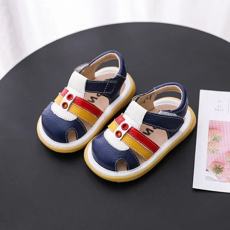 Summer Infant Toddler Casual Shoes Baby Girls Boys Sandals Kids Genuine Leather Sandals Soft Sole Children Anti-collision Shoes