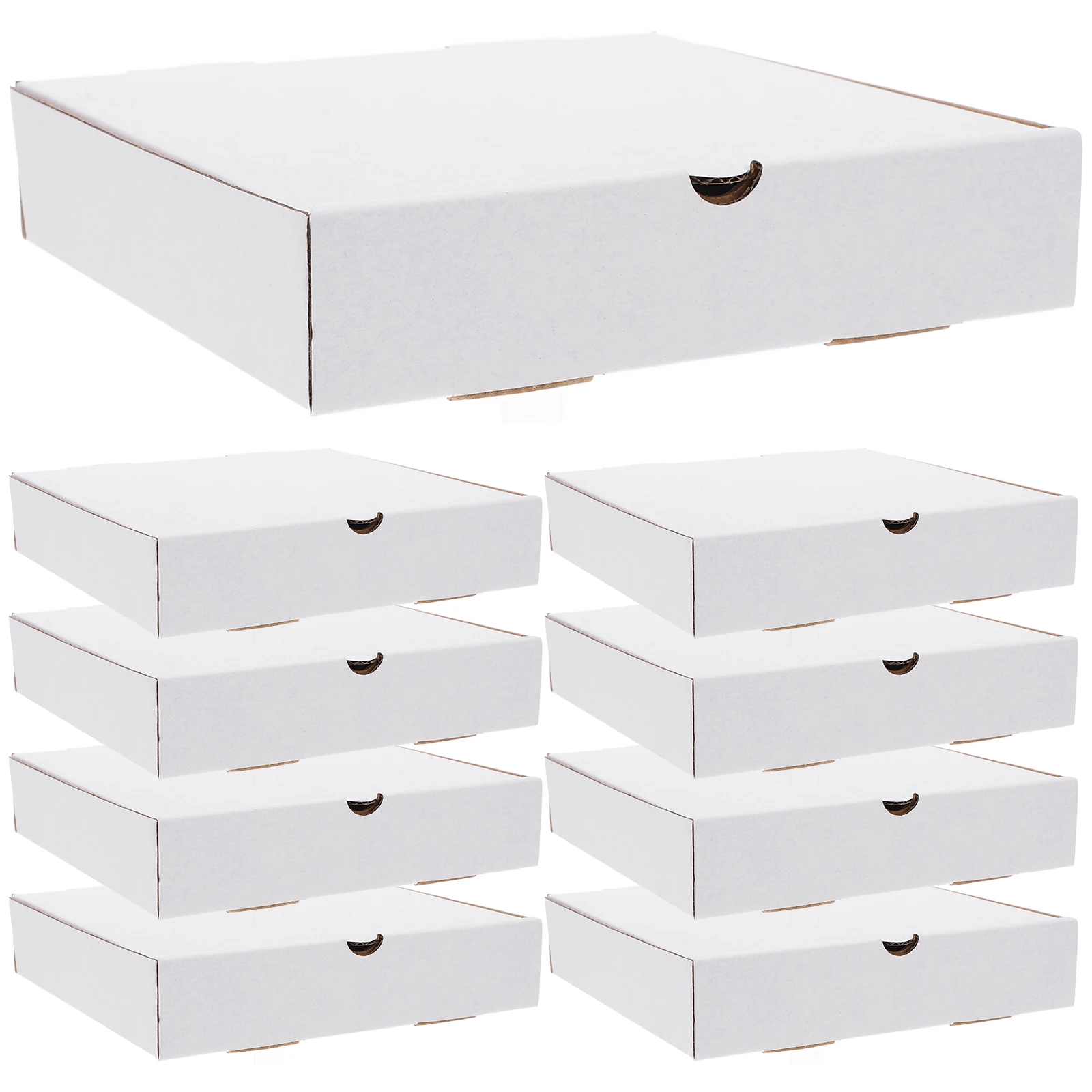 

30 Pcs White Kraft Pizza Boxes Mini Corrugated Reusable Food Safe Oven Takeout Containers Bulk Packaging Storage