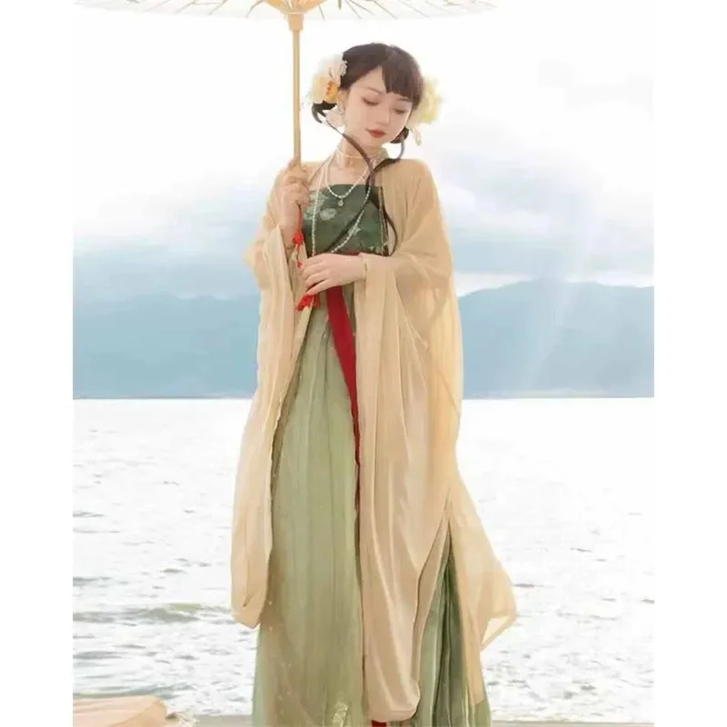 

Oversized Hanfu Dress Women Chinese Traditional Cosplay Costume Tang Suits Green Sets Hanfu Dress Plus Size 6XL For Ladies 110KG