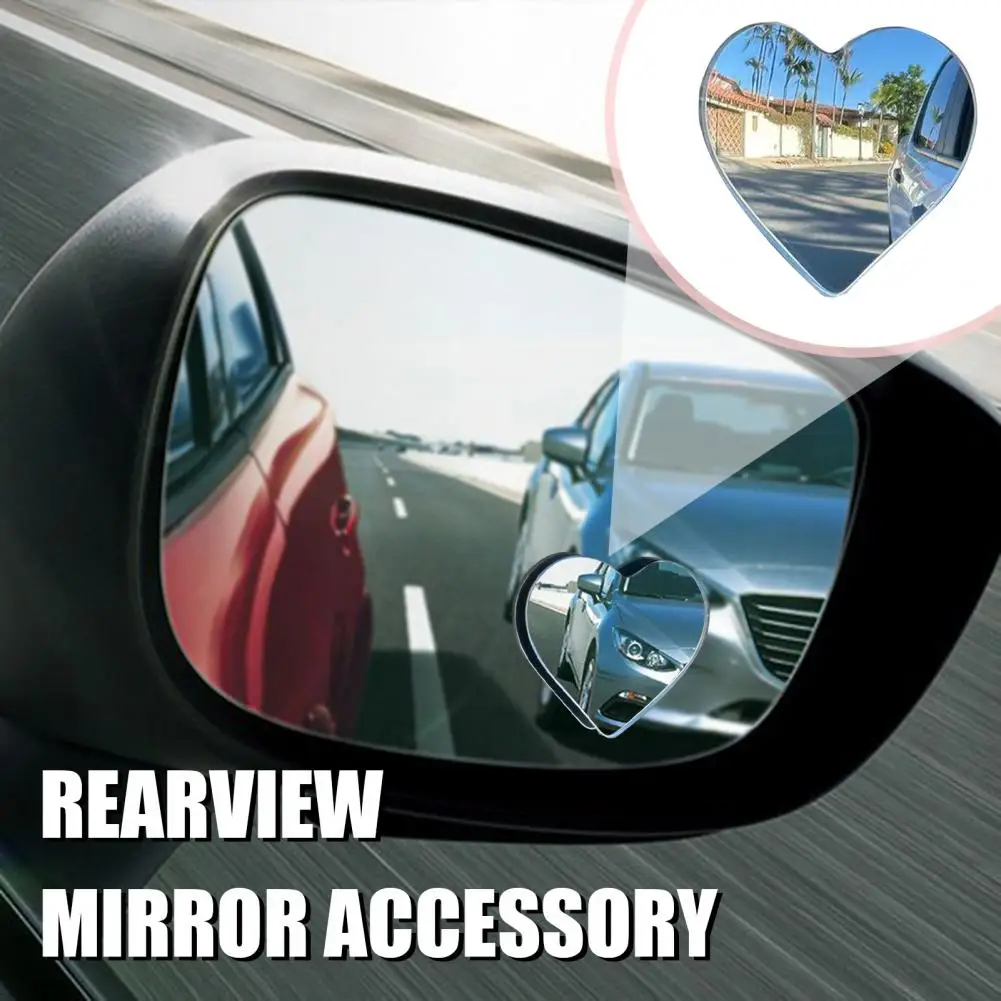 2Pcs Heart Blind Spot Mirror Heart Shaped Vehicle Side Mirror Blindspot Stick-on Car Convex Rearview Mirror Set with Wide Angle