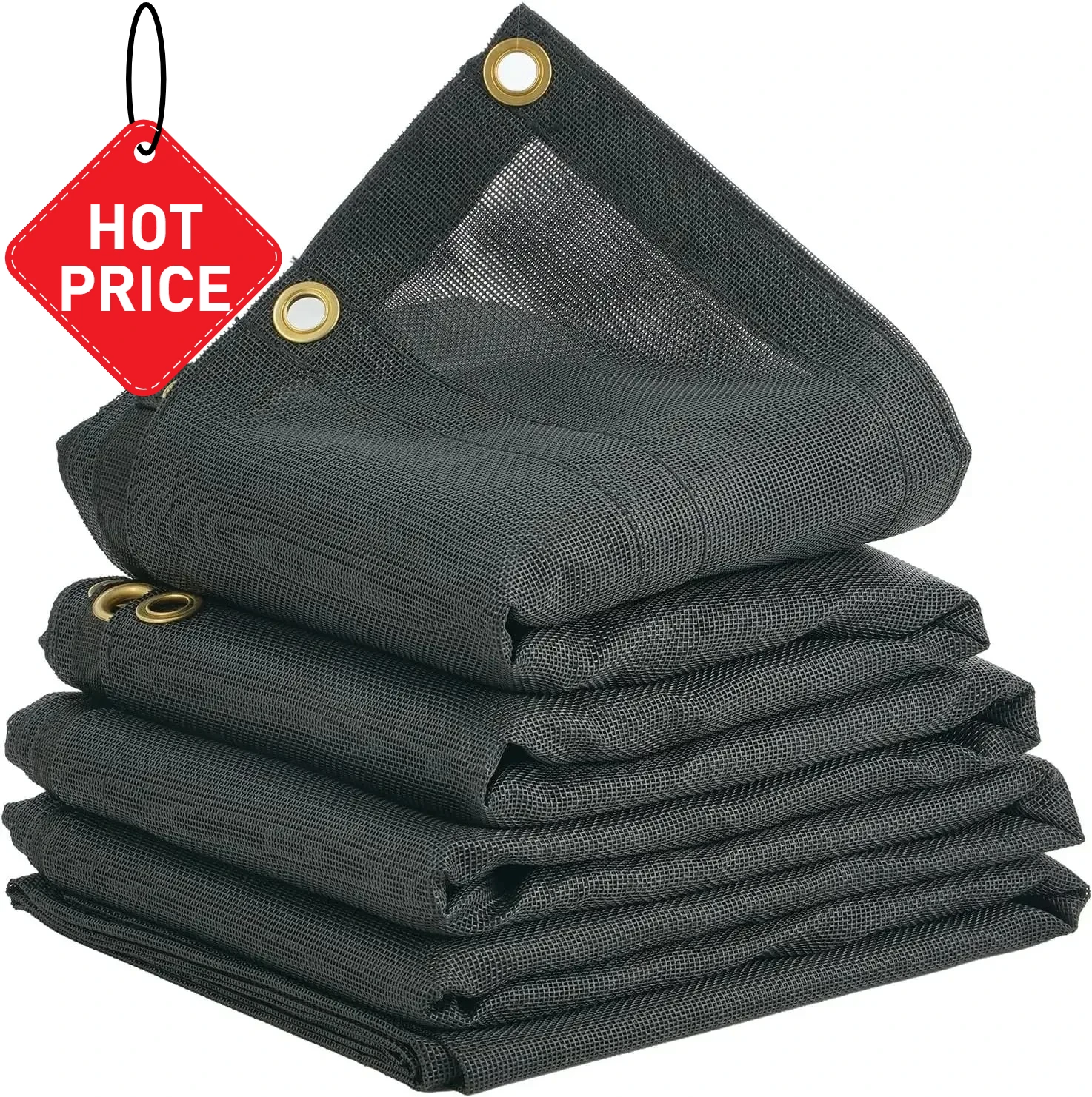 덤프 트럭 메쉬 방수포, 7.5x18피트, PVC 코팅 검정색 헤비듀티 커버, 5.5" 18온스 더블 포켓