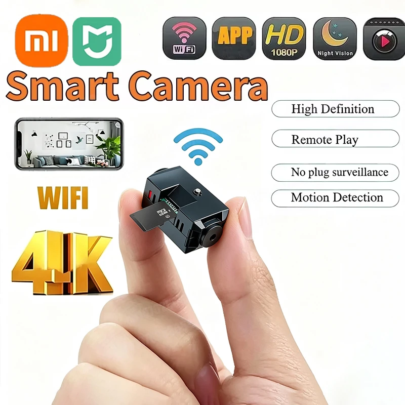 Câmera de Vigilância Sem Fio Xiaomi 1080P Mini com Visão Noturna, Leve, Portátil, Detecção de Movimento, Câmera de Qualidade Premium