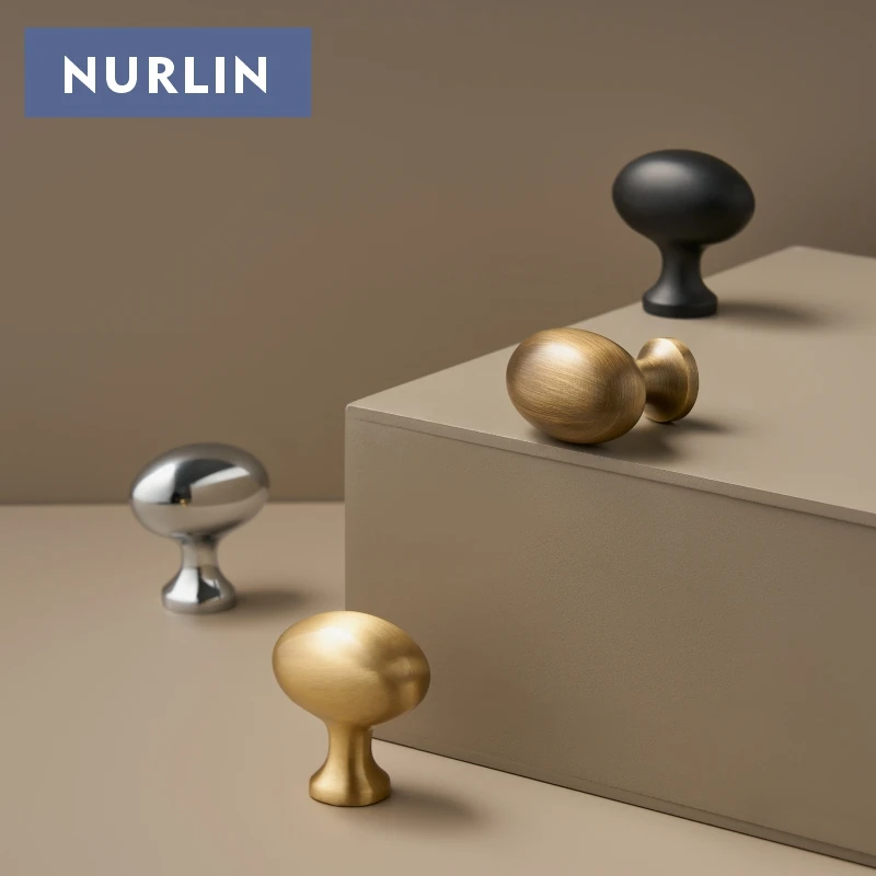 Nurlin Schrankknöpfe aus massivem Messing, Gold, helles Chrom, Silber, Antik-Bronze, Schwarz, Möbelgriffe CH109