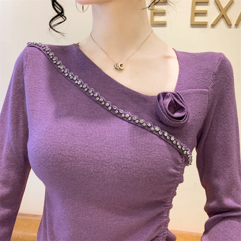 المرأة الخريف الشتاء متماسكة سترة غير النظامية الخصر البلوز القمم بلوزة تونك عادية #6