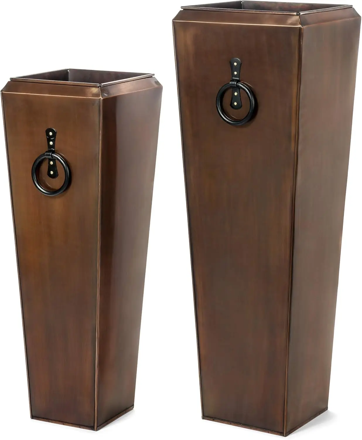 

Tall Planter Antique Copper Patio Deck Indoor Outdoor Garden Flower Planters Set of 2
