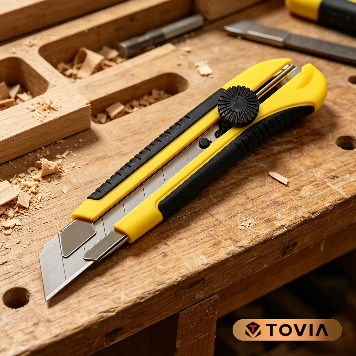 Image of 25mm Universalmesser SK5 Edelstahlklinge Einziehbares Messer Kartonmesser Abbrechbare Taschenmesser DIY Kunst Outdoor TOVIA
