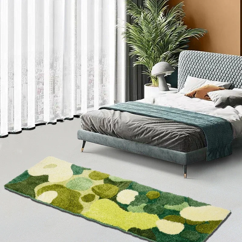 3D Stereo Moss Tufted Rug for Living Room Bedroom Modern Green Forest Moss Shaggy Carpet Bedside Floor Mat Anti-slip Home Decor