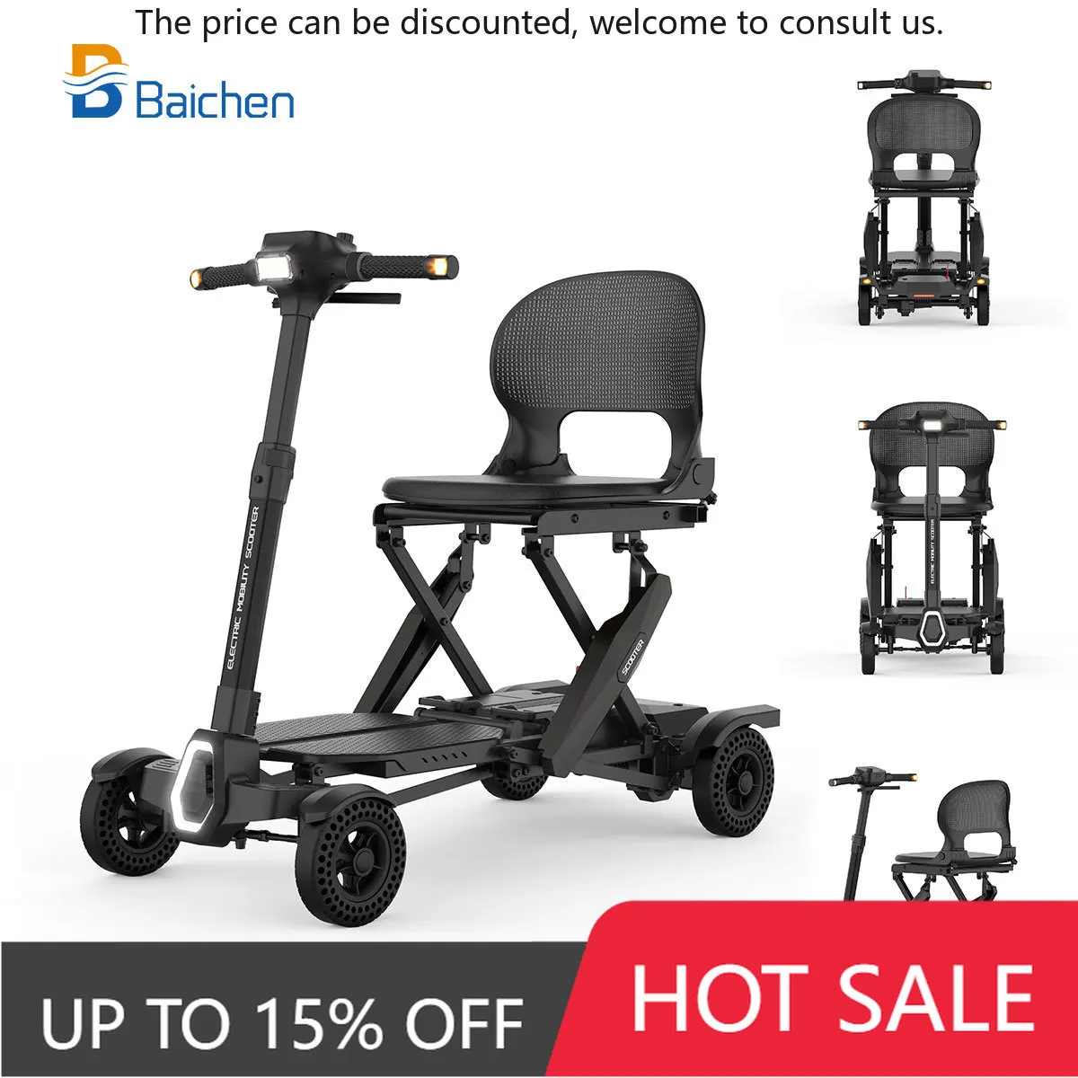 

Baichen Fully Automatic Folding Electric Scooter Lightweight Intelligent Remote Control Portable Mobility Scooter