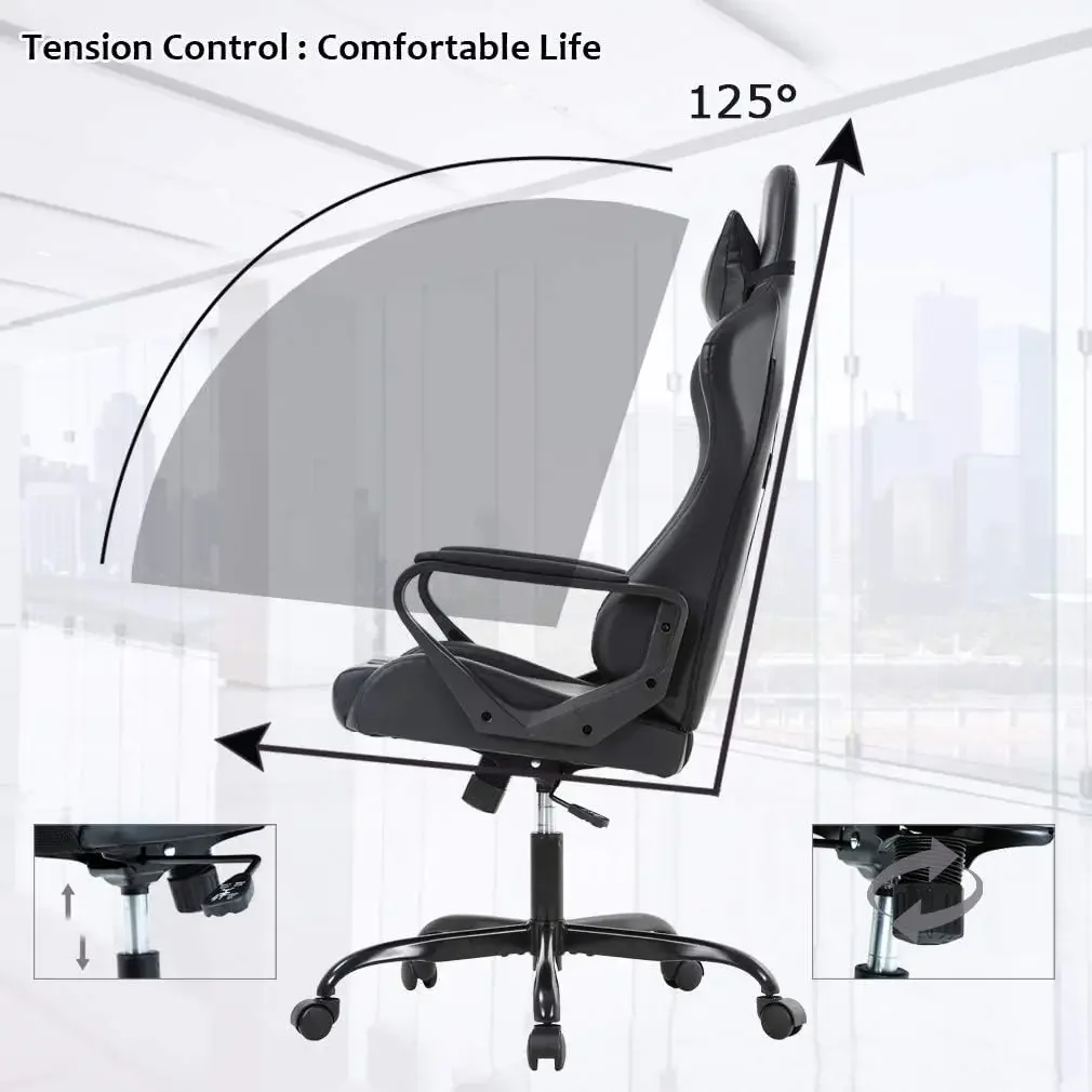 Office Chair Gaming Desk Chair Ergonomic Racing Style Executive Chair with Lumbar Support Adjustable Stool Swivel Rolling