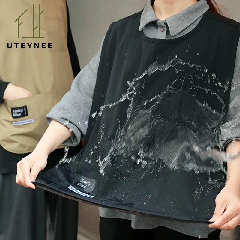 

New 100% Waterproof Apron Vest with Pockets Painting Camping Adult Bib Waiter Work Apron for Kitchen Restaurant Coffee Pet Store