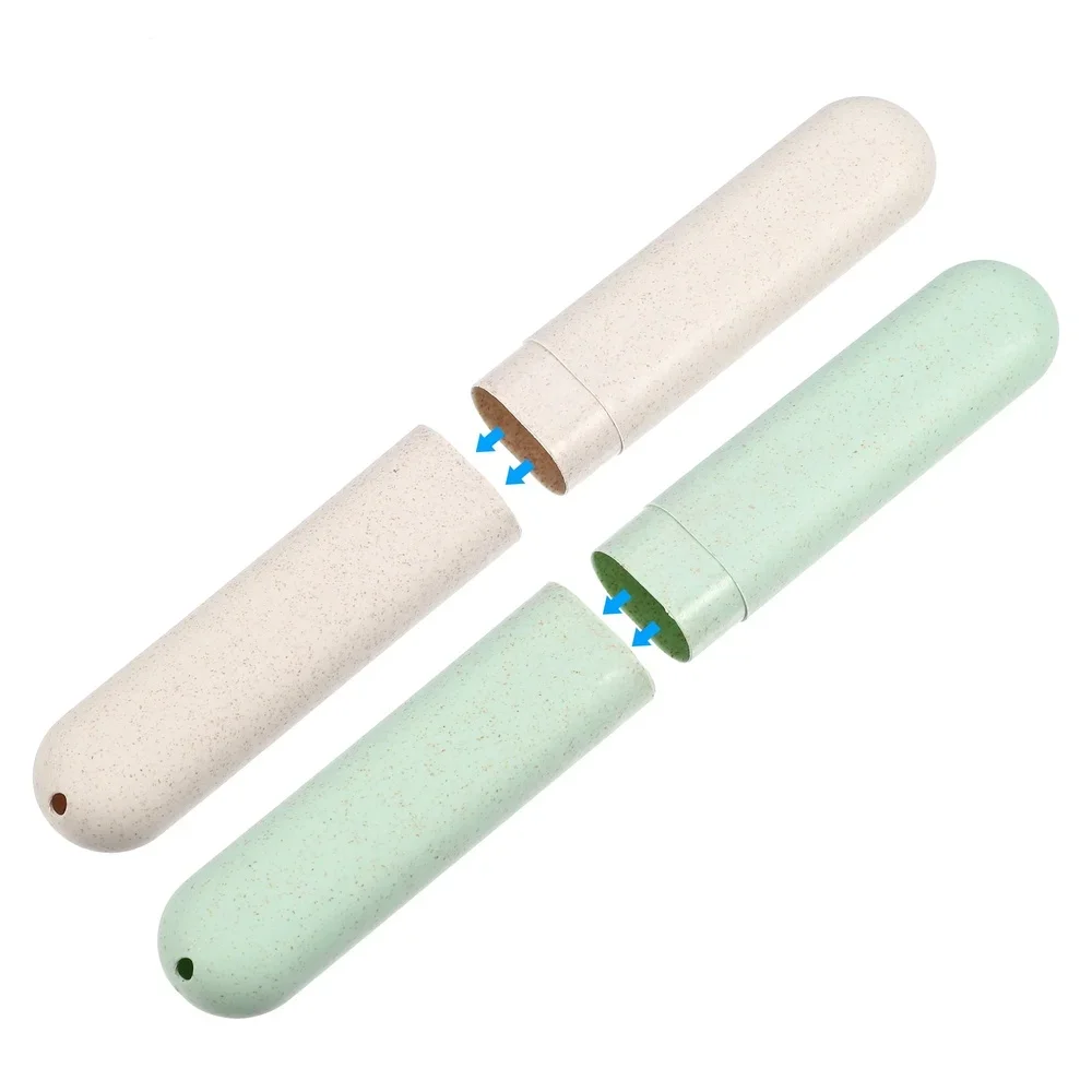 2 шт. чехол для держателей зубных щеток зеленый бежевый дорожный 8,07 x 1,22 x 0,83