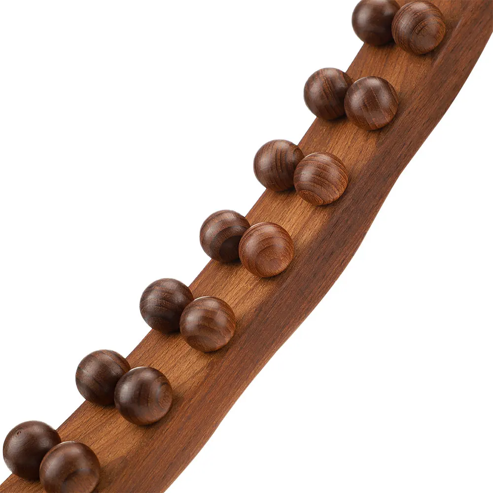 20 Beads Massager Body Natural Carbonized Beech Wood Scraping Massage Stick Back Massager SPA Therapy Point Guasha Relax Tool